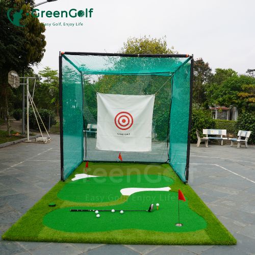 Combo Khung tập golf 2.5m x 2.5m x 2.5m, thảm golf 2.5m x 5.5m, máy nhả bóng bán tự động cao cấp chất lượng, tập luyện tại nhà hiệu quả. CBKL17