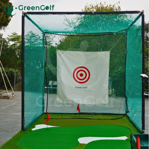 Combo Khung tập golf 2.5m x 2.5m x 2.5m, thảm golf 2.5m x 5.5m, máy nhả bóng bán tự động cao cấp chất lượng, tập luyện tại nhà hiệu quả. CBKL17