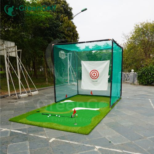 Combo Khung tập golf 2.5m x 2.5m x 2.5m, thảm golf 2.5m x 5.5m, máy nhả bóng bán tự động cao cấp chất lượng, tập luyện tại nhà hiệu quả. CBKL17