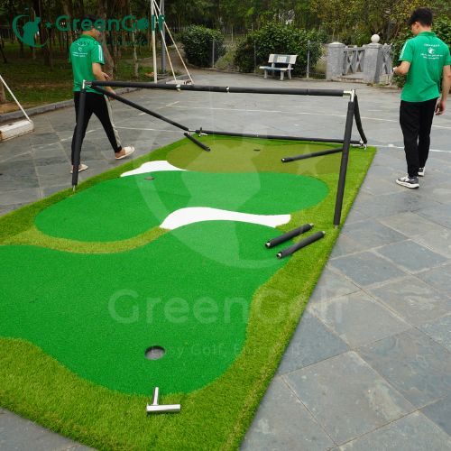 Combo Khung tập golf 2.5m x 2.5m x 2.5m, thảm golf 2.5m x 5.5m, máy nhả bóng bán tự động cao cấp chất lượng, tập luyện tại nhà hiệu quả. CBKL17