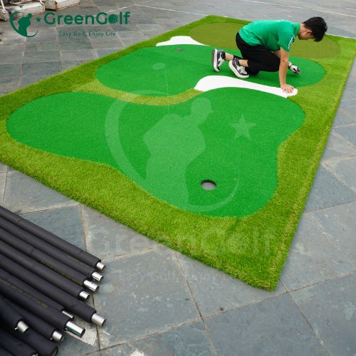 Combo Khung tập golf 2.5m x 2.5m x 2.5m, thảm golf 2.5m x 5.5m, máy nhả bóng bán tự động cao cấp chất lượng, tập luyện tại nhà hiệu quả. CBKL17