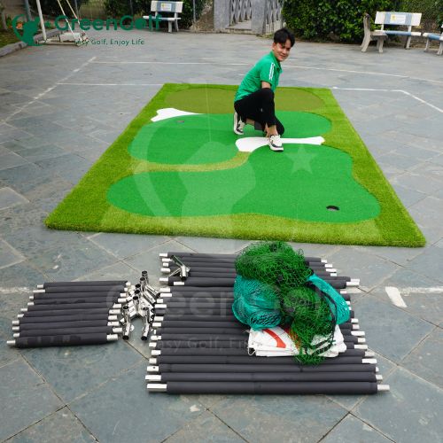 Combo Khung tập golf 2.5m x 2.5m x 2.5m, thảm golf 2.5m x 5.5m, máy nhả bóng bán tự động cao cấp chất lượng, tập luyện tại nhà hiệu quả. CBKL17