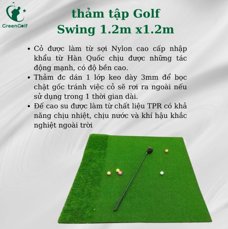 CBKL4.2 - COMBO KHUNG GOLF 2X2X0,5M THẢM TẬP GOLF SWING 1.2M X1.2M