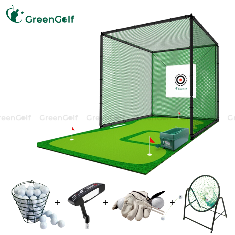 ComBo Khung Golf 3mx3mx3m, Thảm 3m x 5m, Máy nhả bóng PGM_CBKL20