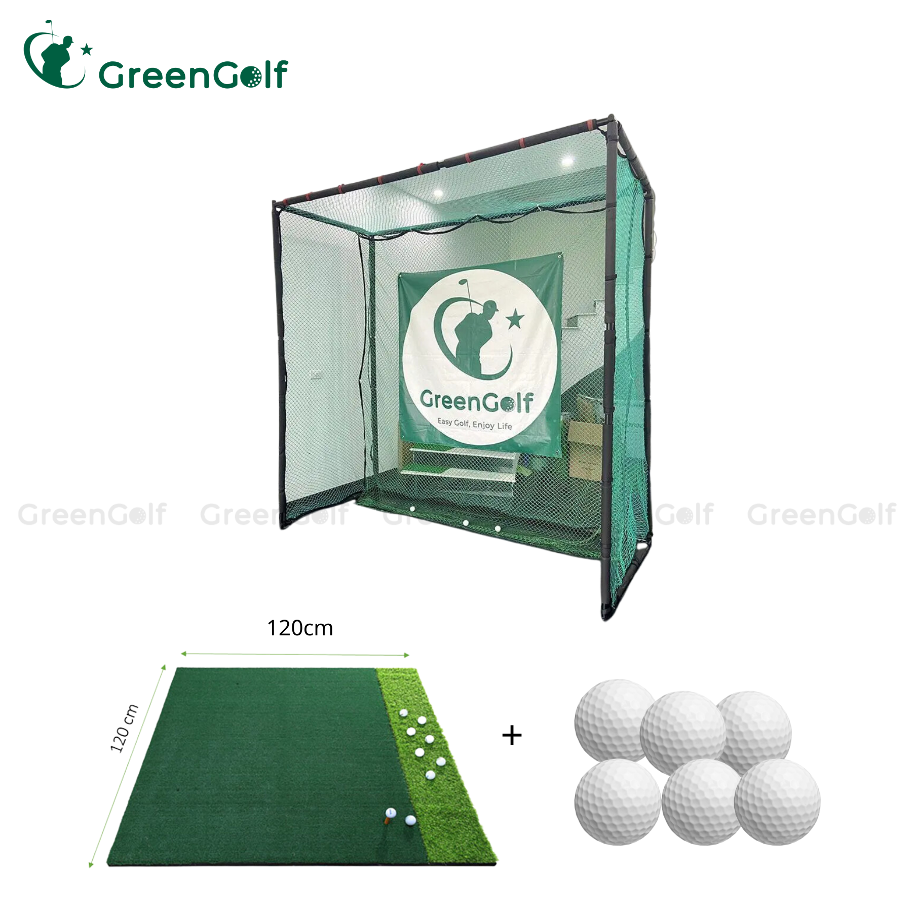 Combo Khung Tập Golf KT 2.5x2.5x1m + Thảm Tập Golf Swing 1.5mx1.5m