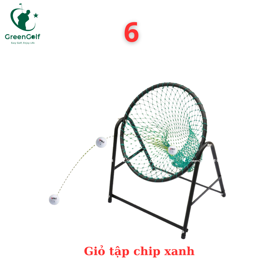 Combo Khung 3x3x3 + máy nhả bóng thảm put 1.5mx3m viền dày + thảm swing 1.5x1.5 + cỏ nhân tạo 3mx3m + giỏ chip xanh + 25 bóng  - CBKL16