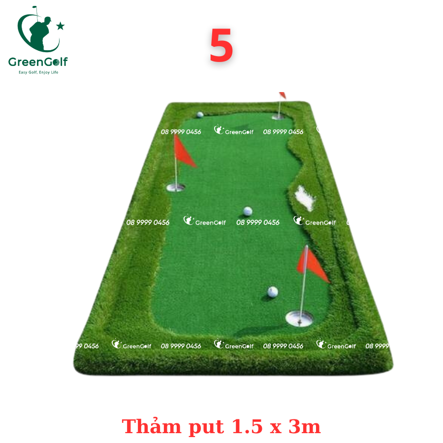 Combo Khung 3x3x3 + máy nhả bóng thảm put 1.5mx3m viền dày + thảm swing 1.5x1.5 + cỏ nhân tạo 3mx3m + giỏ chip xanh + 25 bóng  - CBKL16