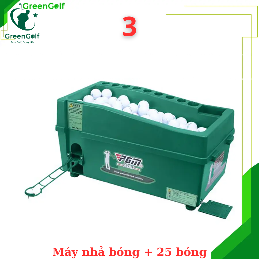 Combo Khung 3x3x3 + máy nhả bóng thảm put 1.5mx3m viền dày + thảm swing 1.5x1.5 + cỏ nhân tạo 3mx3m + giỏ chip xanh + 25 bóng  - CBKL16