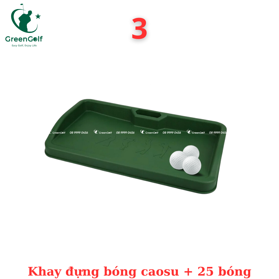 Combo Khung Tập Golf  2,5x2,5x2,5 + Thảm Swing 1,5x1,5 + Giỏ chip xanh + Thảm Putting 1.5x3m + Thảm cỏ nhân tạo 2,5x2,5m + Khay đựng bóng cao su + 25 bóng + Giỏ đựng bóng - CBKL12.8