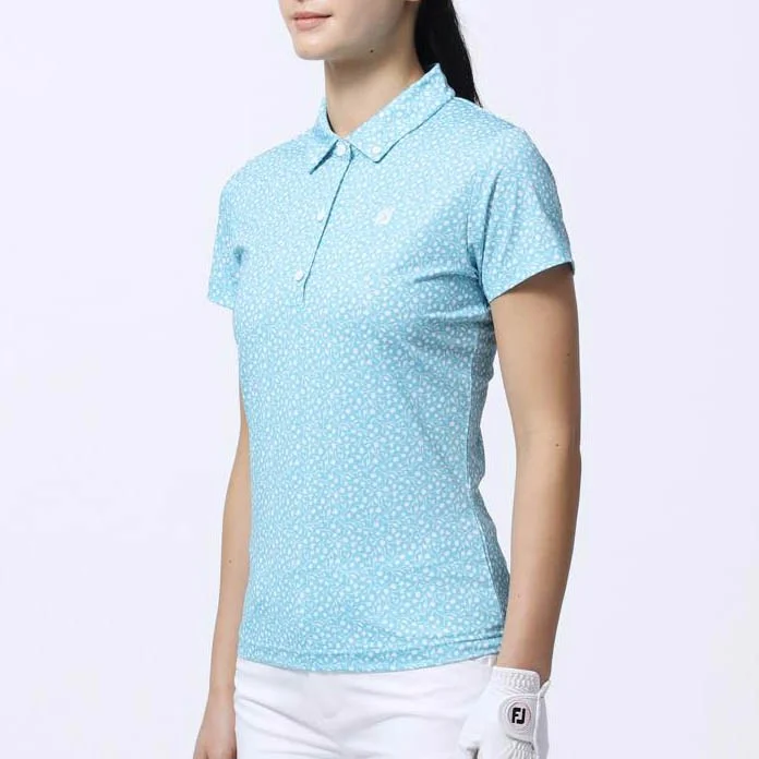 Áo golf nữ tay ngắn WOMEN'S TOSSED TULIPS SHIRT 80548 MAUI BLUE/WHITE | FootJoy
