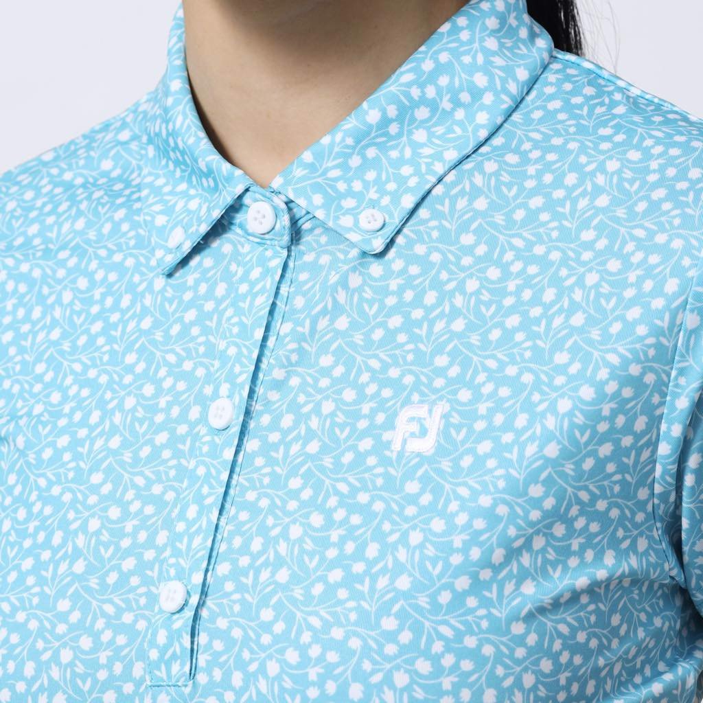 Áo golf nữ tay ngắn WOMEN'S TOSSED TULIPS SHIRT 80548 MAUI BLUE/WHITE | FootJoy