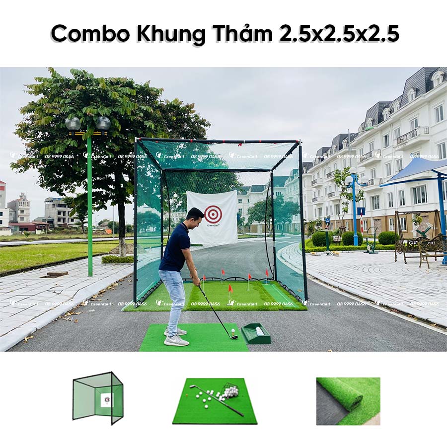 Combo Khung 2.5x2.5x2.5 + Thảm Swing + Thảm cỏ 2,5x2,5 - CBKL6.5