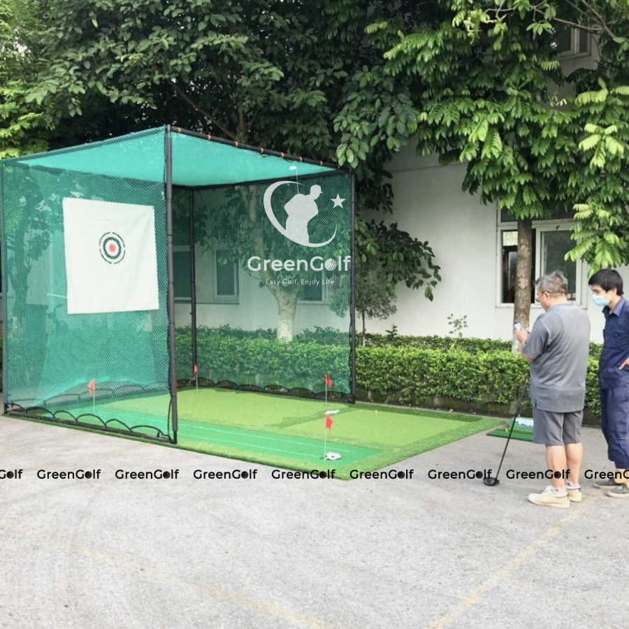 Combo Khung Tập Golf KT 3x3x3m + Thảm Tập Golf 3x5m Ba Chức Năng Swing, Put, Chip Mẫu 3 Khoang