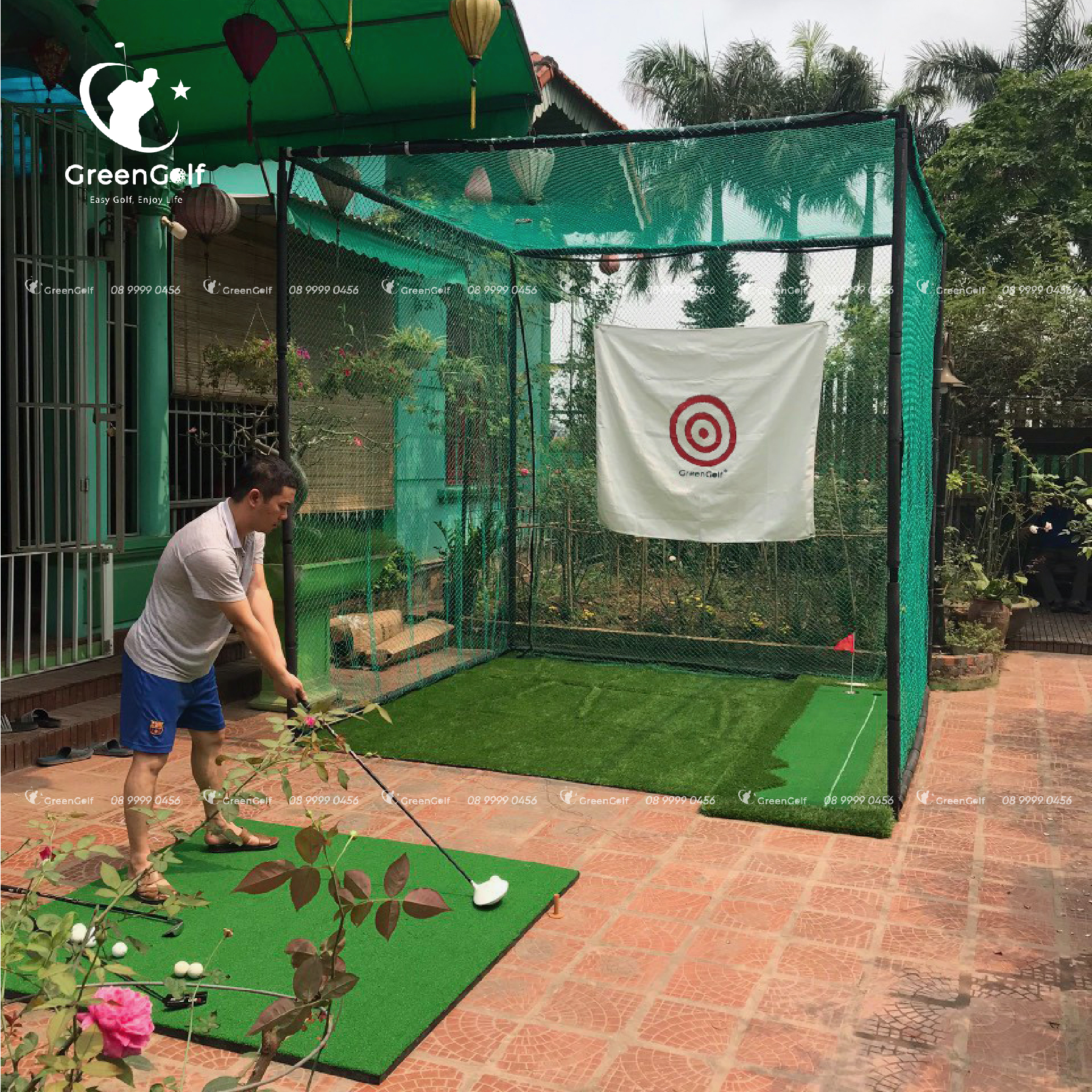 Combo khung tập golf 2.5m x 2.5m x 2.5m GreenGolf 