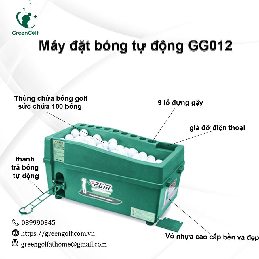 Combo Khung Tập Golf 3x3x3 +  Máy Nhả Bóng Tự Động + Thảm Swing 1.5x1.5 +  Thảm Cỏ Nhân Tạo 3x3m + Giỏ Chip Xanh + 25 Bóng Mới - CBKL12.6