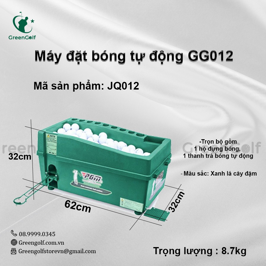 Combo Khung Tập Golf 3x3x3 +  Máy Nhả Bóng Tự Động + Thảm Swing 1.5x1.5 +  Thảm Cỏ Nhân Tạo 3x3m + Giỏ Chip Xanh + 25 Bóng Mới - CBKL12.6