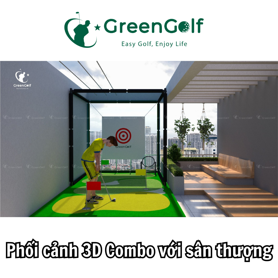 Combo Khung Golf 2,5m x 2,5m x 2,5m + Thảm Tập Swing 2,5m x 5,5m - CBKT425