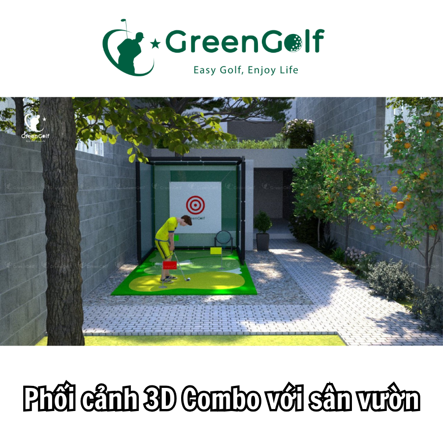 Combo Khung Golf 2,5m x 2,5m x 2,5m + Thảm Tập Swing 2,5m x 5,5m - CBKT425