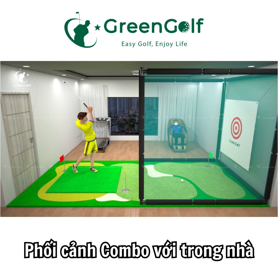 Combo Khung Golf 2,5m x 2,5m x 2,5m + Thảm Tập Swing 2,5m x 5,5m - CBKT425