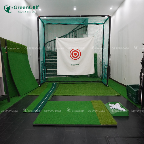 Combo Khung tập golf kích thước 2.5 x 2.5 x 1m + thảm swing 1.2 x 1.2m + thảm put nhựa + thảm trải sàn 2.5 x 1m + khay nhựa + 25 bóng  golf - CBKL9.2