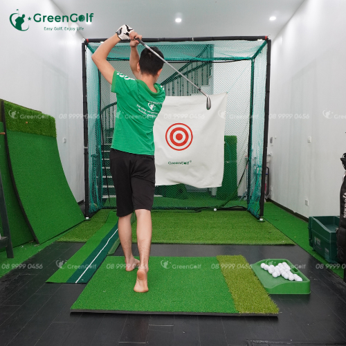 Combo Khung tập golf kích thước 2.5 x 2.5 x 1m + thảm swing 1.2 x 1.2m + thảm put nhựa + thảm trải sàn 2.5 x 1m + khay nhựa + 25 bóng  golf - CBKL9.2