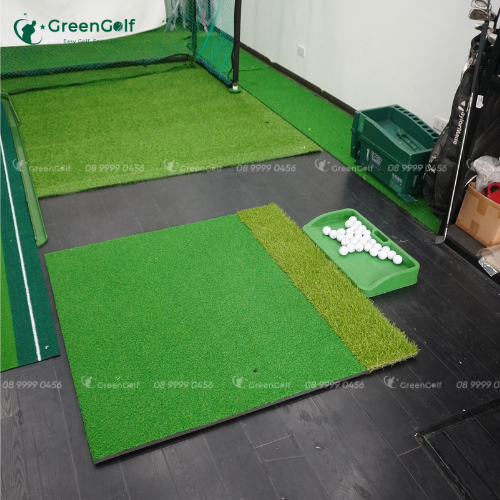 Combo Khung tập golf kích thước 2.5 x 2.5 x 1m + thảm swing 1.2 x 1.2m + thảm put nhựa + thảm trải sàn 2.5 x 1m + khay nhựa + 25 bóng  golf - CBKL9.2