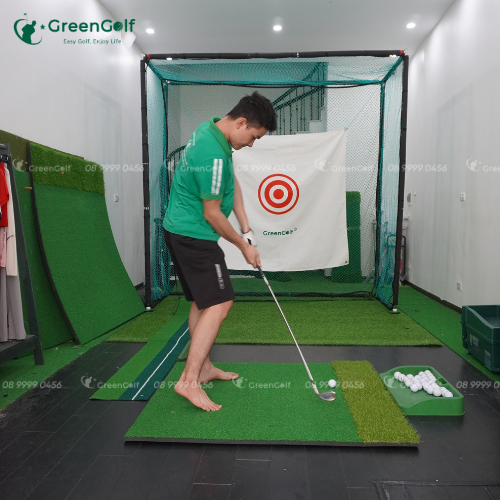 Combo Khung tập golf kích thước 2.5 x 2.5 x 1m + thảm swing 1.2 x 1.2m + thảm put nhựa + thảm trải sàn 2.5 x 1m + khay nhựa + 25 bóng  golf - CBKL9.2