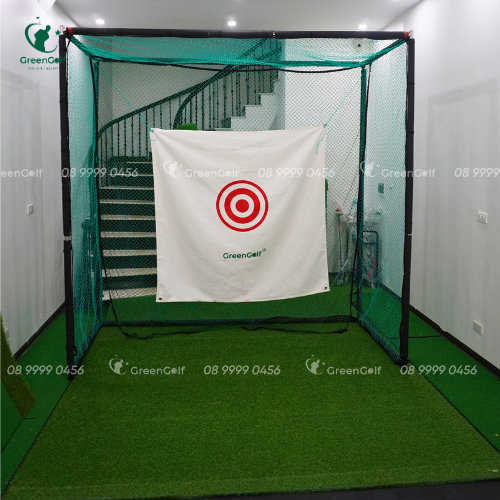 Combo khung tập golf kích thước 2.5 x 2.5 x1 + thảm swing 1.5 x 1.5m + thảm cỏ trải sàn 2.5 x1m + khay đựng bóng nhựa kèm 25 bóng - CBKL7