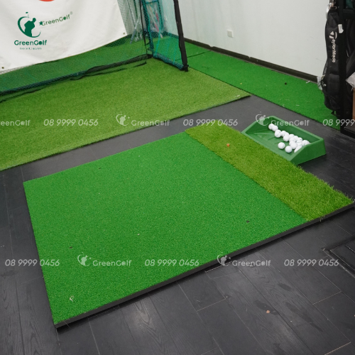 Combo khung tập golf kích thước 2.5 x 2.5 x1 + thảm swing 1.5 x 1.5m + thảm cỏ trải sàn 2.5 x1m + khay đựng bóng nhựa kèm 25 bóng - CBKL7