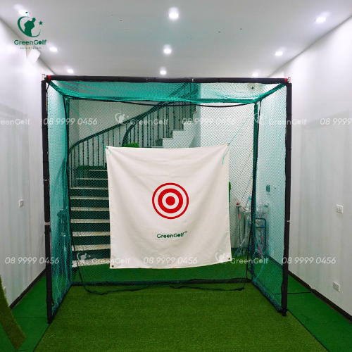 Combo khung  tập golf kích thước 2.5 x2.5 x1 + thảm swing 1.2 x 1.2m + thảm put 0.5 x3m + thảm cỏ trải sàn 2.5 x1m + khay nhựa kèm 25 bóng golf -CBKL9