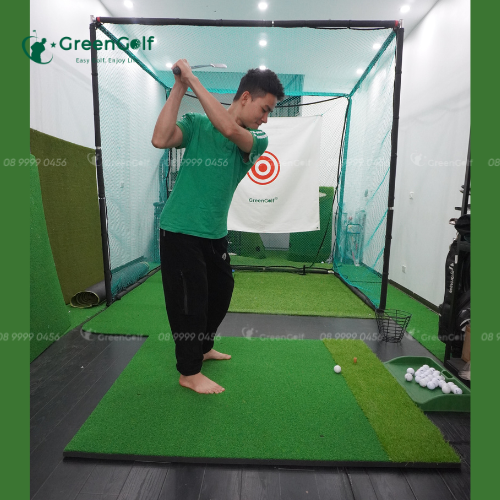 Combo Khung 2,5x2,5x2,5 + Thảm Swing 1,5x1,5 + Thảm Putting 3 lỗ + Thảm cỏ nhân tạo 2,5x2,5m + Khay đựng bóng Golf + 25 bóng + Giỏ đựng bóng - CBKL9.9