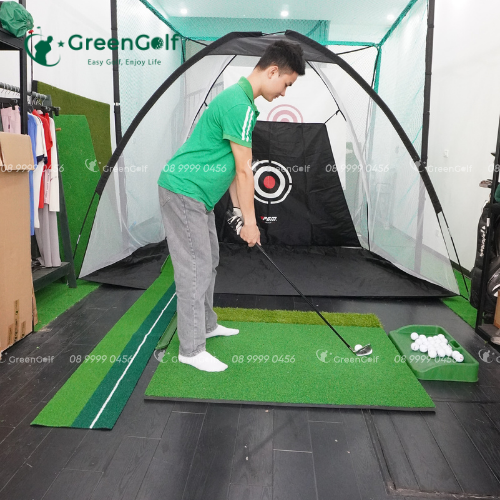 Combo Lều Tập Golf 2X3m + Thảm Tập Swing 1.2X1.2m + Put nhựa + Khay bóng + 25 bóng golf trắng mới