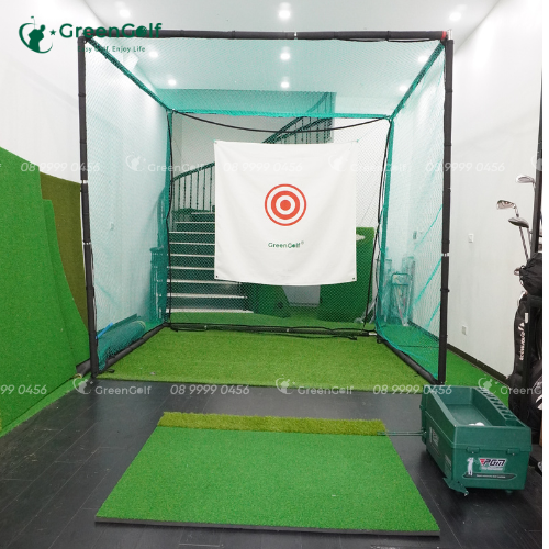 Combo khung golf 2.5x2.5 + Máy nhả bóng golf tự động + Thảm swing 1.2mx1.2m + 25 bóng _ CBKL10