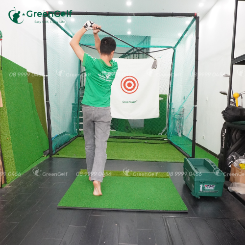 Combo khung golf 2.5x2.5 + Máy nhả bóng golf tự động + Thảm swing 1.2mx1.2m + 25 bóng _ CBKL10