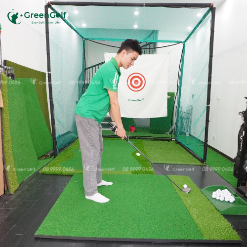 Combo Khung Tập Golf KT 2.5*2.5*2.5m + Thảm Tập Golf 1.5x1.5 + Thảm putting golf 1.5x3m + Khay Nhựa Đựng Bóng + 25 Bóng Mới + Cỏ Trải Sàn_ CBKL11