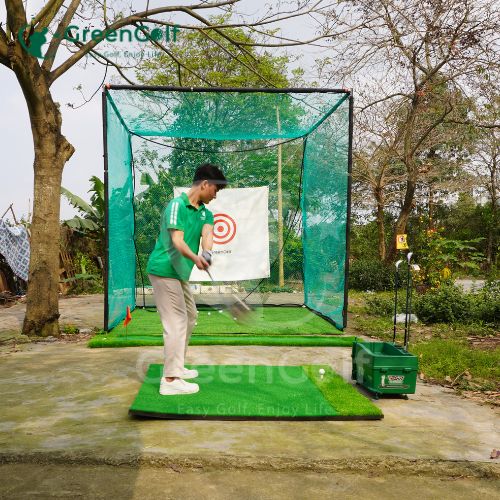 Combo Khung Tập Golf 3x3x3 + Thảm Swing 1m2 x 1m2 + Thảm Put 0.75m x 3m +  Máy nhả  bóng + Thảm Cỏ Nhân Tạo 3m x 3m - CBKL11