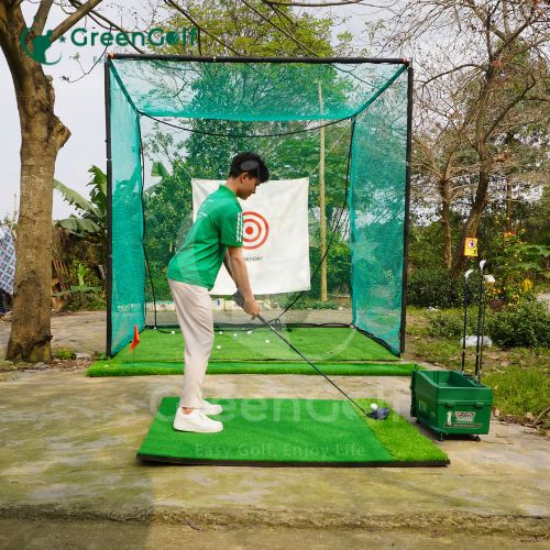 Combo Khung Tập Golf 3x3x3 + Thảm Swing 1m2 x 1m2 + Thảm Put 0.75m x 3m +  Máy nhả  bóng + Thảm Cỏ Nhân Tạo 3m x 3m - CBKL11