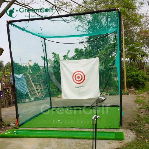 Combo Khung Tập Golf 3x3x3 + Thảm Swing 1m2 x 1m2 + Thảm Put 0.75m x 3m +  Máy nhả  bóng + Thảm Cỏ Nhân Tạo 3m x 3m - CBKL11