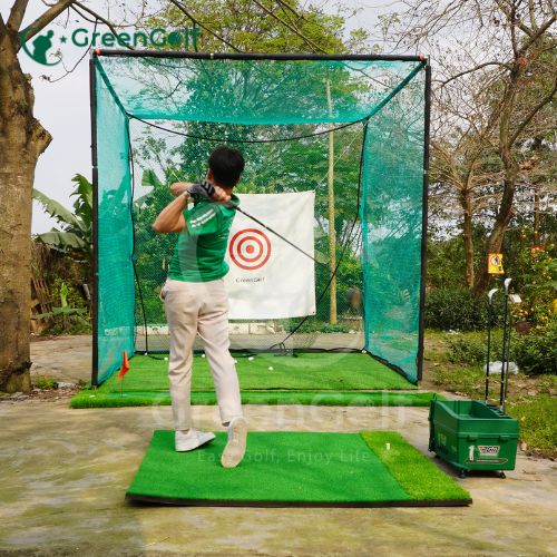 Combo Khung Tập Golf 3x3x3 + Thảm Swing 1m2 x 1m2 + Thảm Put 0.75m x 3m +  Máy nhả  bóng + Thảm Cỏ Nhân Tạo 3m x 3m - CBKL11