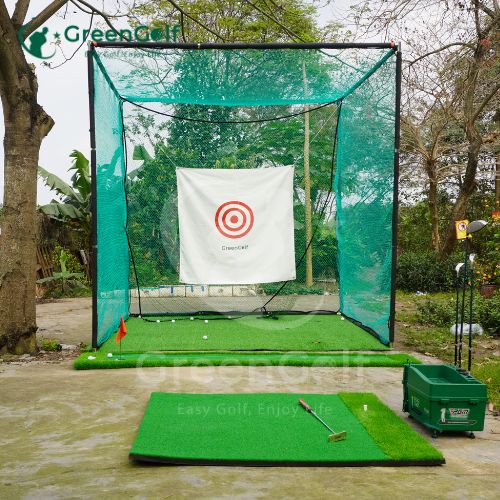 Combo Khung Tập Golf 3x3x3 + Thảm Swing 1m2 x 1m2 + Thảm Put 0.75m x 3m +  Máy nhả  bóng + Thảm Cỏ Nhân Tạo 3m x 3m - CBKL11