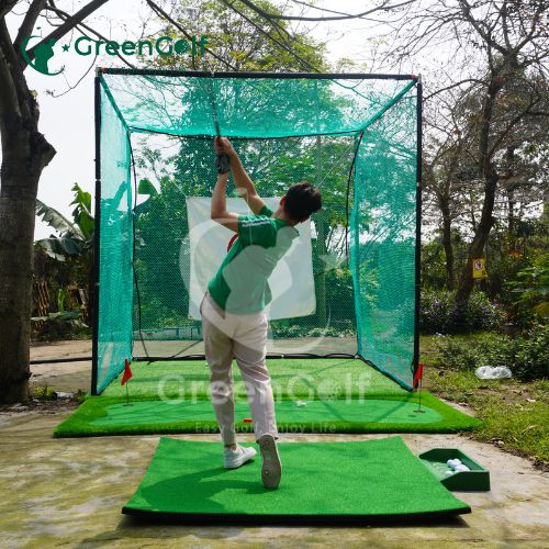 Combo Khung Tập Golf 3x3x3 + Thảm Swing 1.5x1.5 +  Thảm Put 1,5 x 3m + Khay Nhựa + 25 Bóng Mới - CBKL11