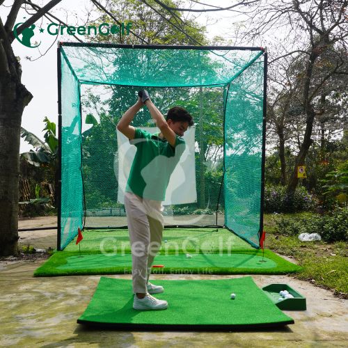 Combo Khung Tập Golf 3x3x3 + Thảm Swing 1.5x1.5 +  Thảm Put 1,5 x 3m + Khay Nhựa + 25 Bóng Mới - CBKL11