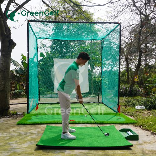 Combo Khung Tập Golf 3x3x3 + Thảm Swing 1.5x1.5 +  Thảm Put 1,5 x 3m + Khay Nhựa + 25 Bóng Mới - CBKL11