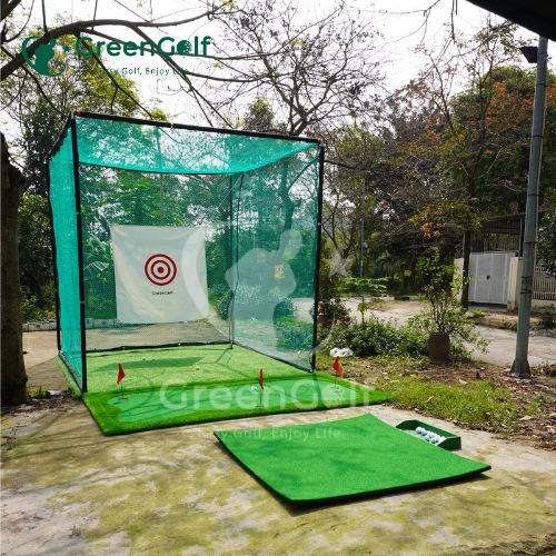 Combo Khung Tập Golf 3x3x3 + Thảm Swing 1.5x1.5 +  Thảm Put 1,5 x 3m + Khay Nhựa + 25 Bóng Mới - CBKL11