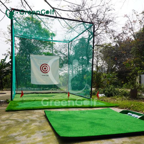 Combo Khung Tập Golf 3x3x3 + Thảm Swing 1.5x1.5 +  Thảm Put 1,5 x 3m + Khay Nhựa + 25 Bóng Mới - CBKL11