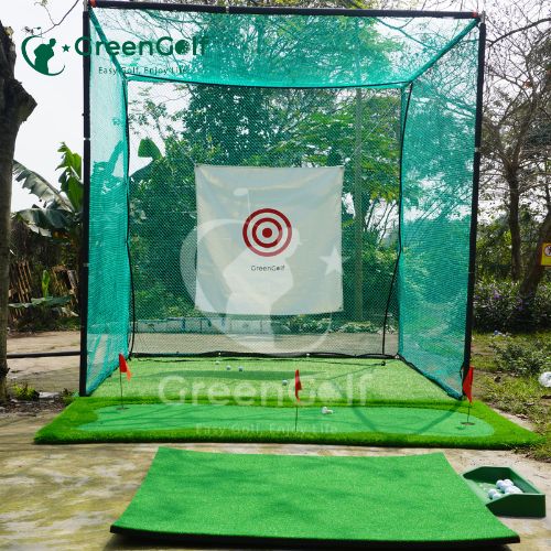 Combo Khung Tập Golf 3x3x3 + Thảm Swing 1.5x1.5 +  Thảm Put 1,5 x 3m + Khay Nhựa + 25 Bóng Mới - CBKL11