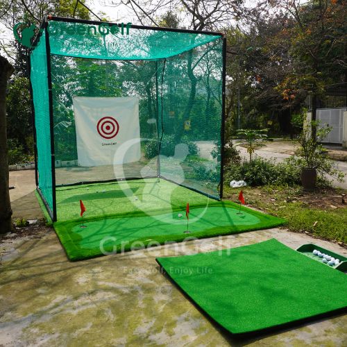 Combo Khung Tập Golf 3x3x3 + Thảm Swing 1.5x1.5 +  Thảm Put 1,5 x 3m + Khay Nhựa + 25 Bóng Mới - CBKL11