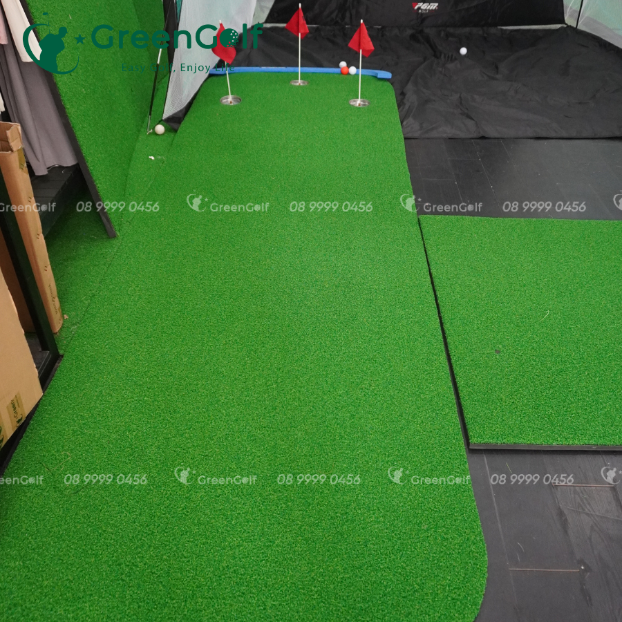 Combo Lồng Tập Golf  2m x 3m có chip + Thảm Putt 3 Lỗ + Thảm Swing 1m x 1,25m + Khay Nhựa + 25 bóng  - CBLT4400