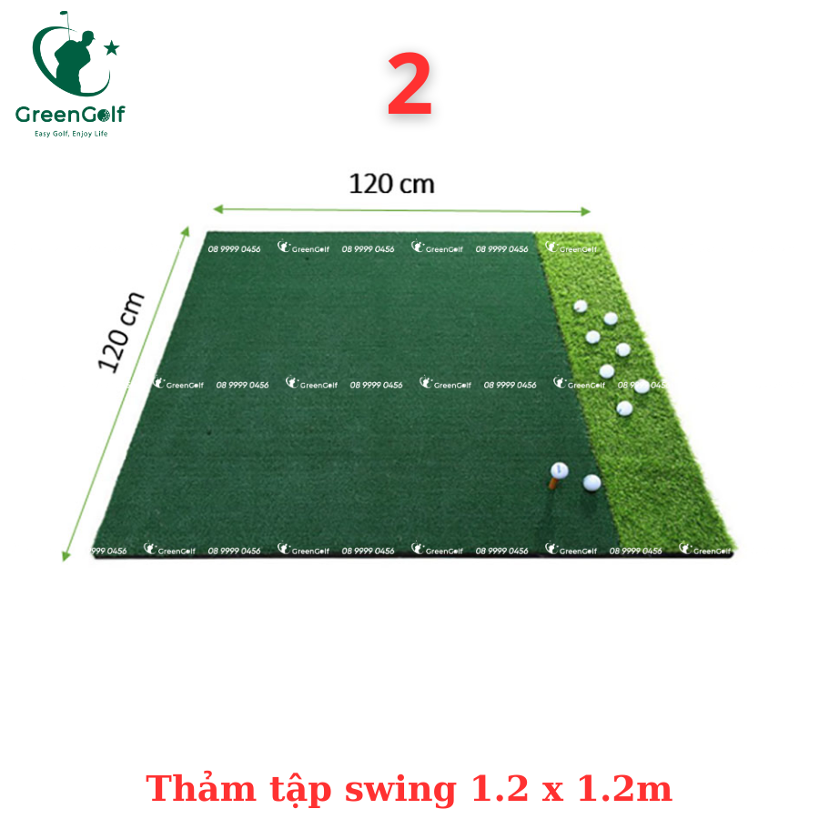 Combo khung tập golf 2x2x0.5 + thảm swing 1.2x1.2 + thảm put gỗ + khay cao su + thảm cỏ trải sàn 2mx1 - CBKL6.5