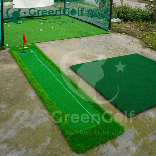 Combo Khung Tập Golf 3x3x3 + Thảm Swing  3D 1.5x1.5 + Thảm Put 0.75m x 3m +  Máy nhả  bóng + Thảm Cỏ Nhân Tạo 3m x 3m - CBKL14.5